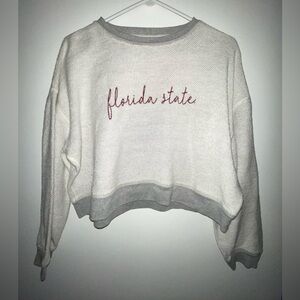 Florida State FSU Gray Embroidered Cropped Sweatshirt Size M Medium